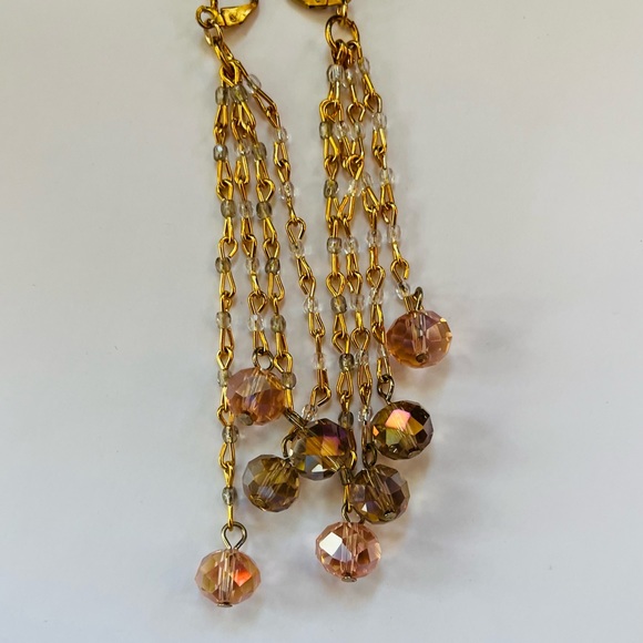 SOLD Vintage Swarovski Antique Rose, Gray, Clear Crystal Dangle Drop Earrings - Picture 14 of 16